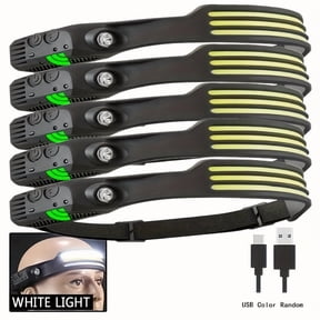 5pcs Rechargeable LED Headlamp, 1-5 Pack, Multi-Purpose Ultra-Bright Headlight with 3 Light Strips, Battery Powered with Lithium Battery, Includes USB Cable