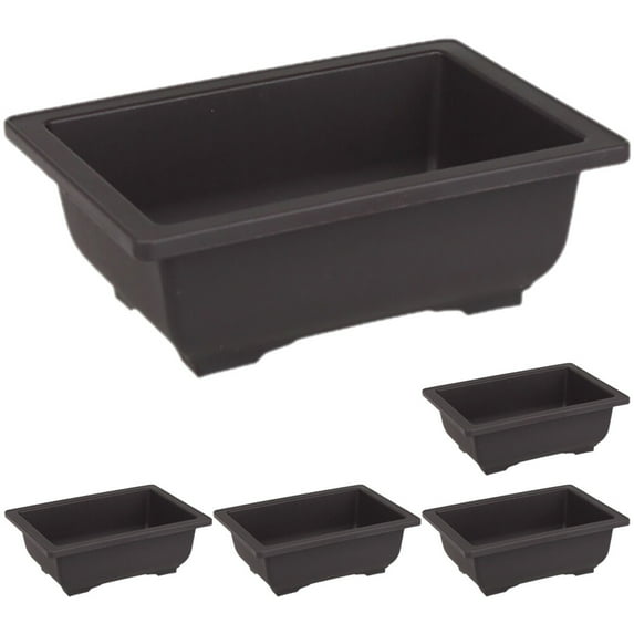 FUEENIRVA Rectangular Bonsai Pot Black Recycled Plastic Indoor Outdoor Use 5Pcs