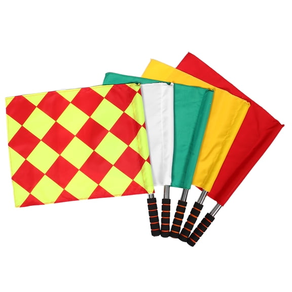 LOLIPPYY 5-Pack Sports Referee Flags with Stainless Steel Poles - Ideal for Football, Volleyball, Soccer & Event Officials