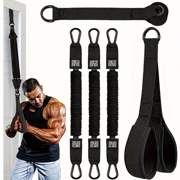 5pcs Resistance Bands with Handles, Exercise Bands with Door Anchor for Working Out, Home Gym Workout Equipment for Push Downs, Tricep, Biceps, Arms, Back, Chest, Abs, Shoulder Training
