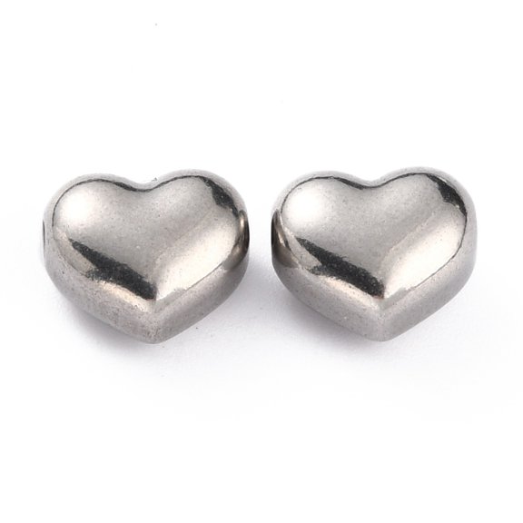 5pcs Resistant 304 Stainless Steel Beads Heart Stainless Steel color 9x10x6mm Hole: 1.2mm