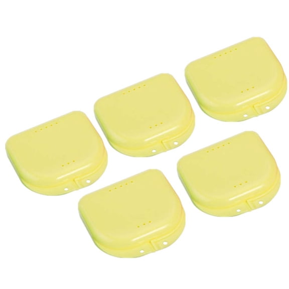 5pcs Retainer Case Mouth Guard Orthodontic Denture Storage Container Box (Yellow)