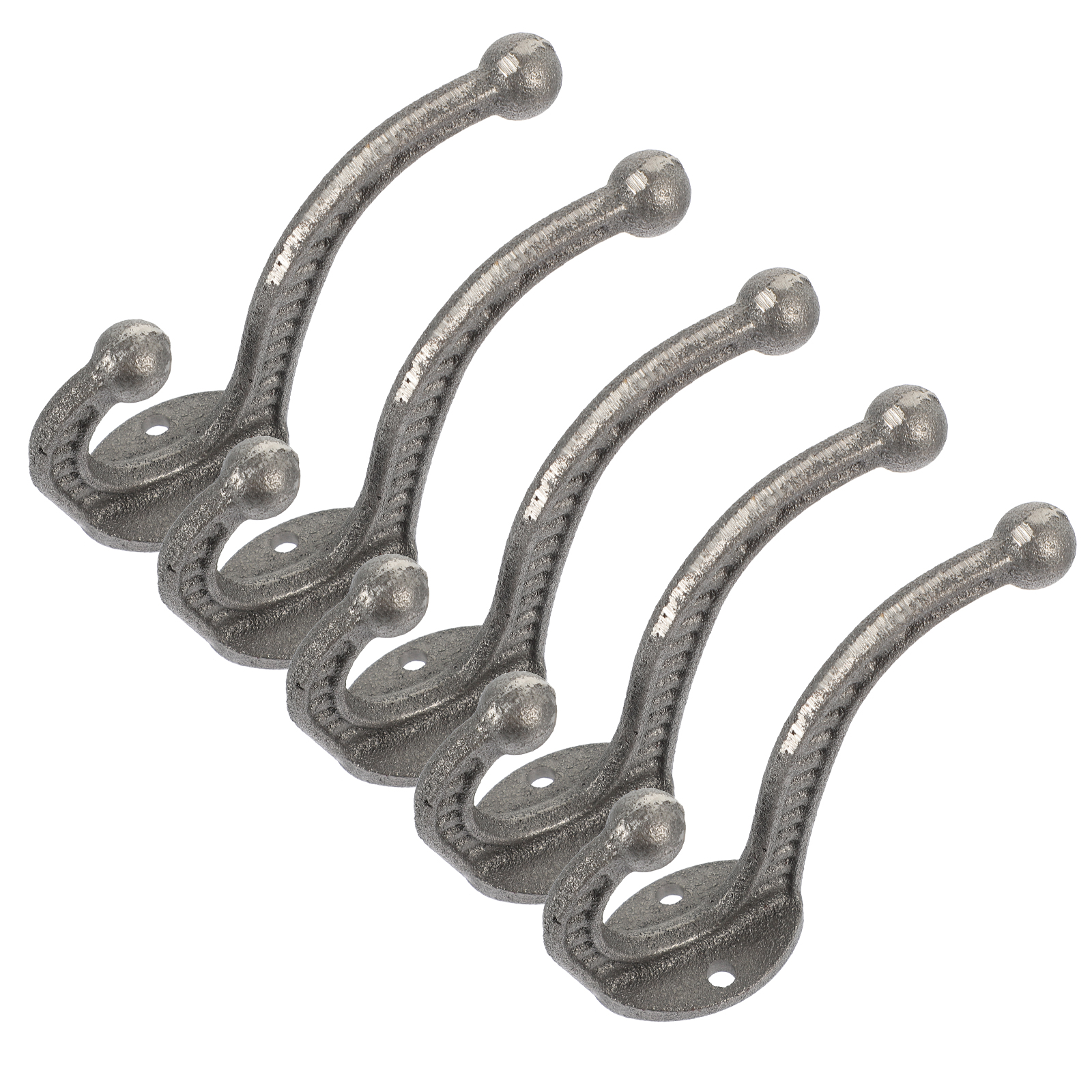 Cast Iron Cat Family Key Holder Wall Rack - 5 Hook Decorative Key Organizer (8" W X 3.7" H)