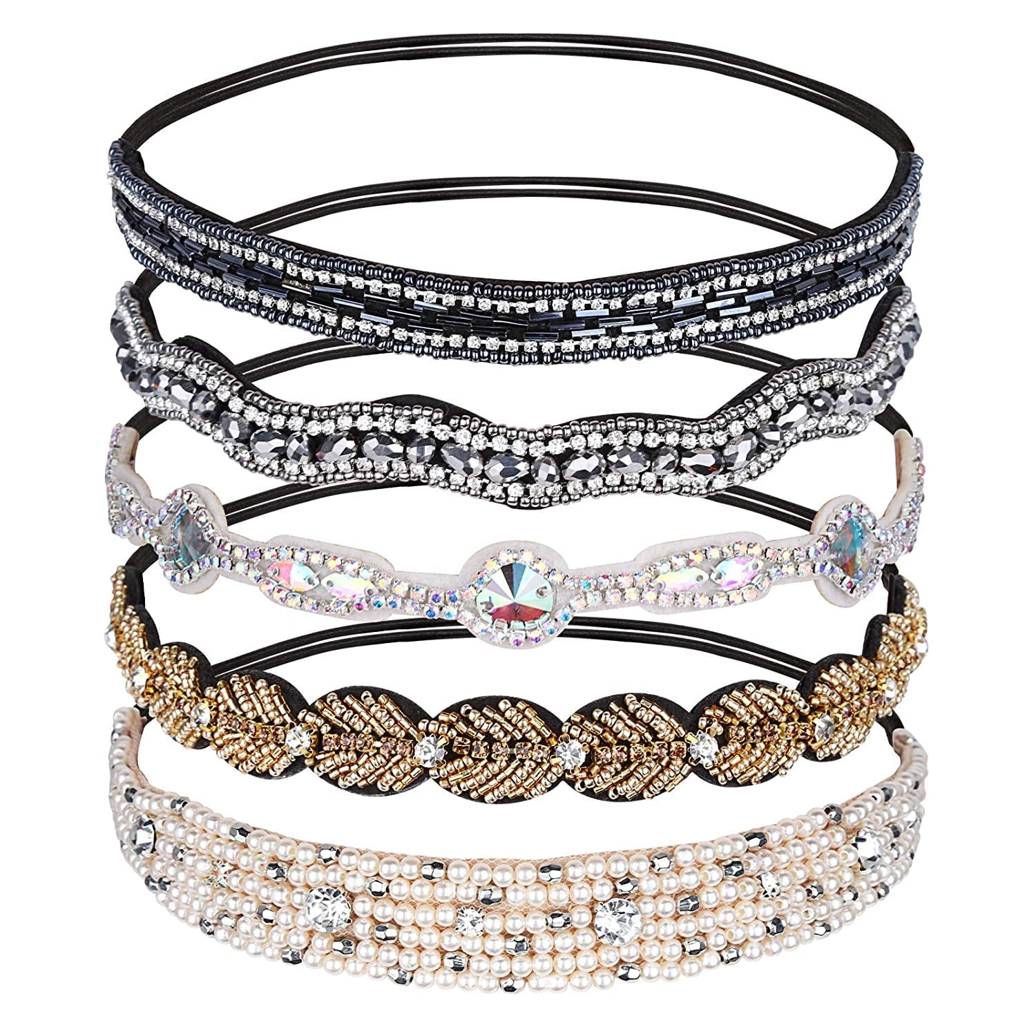 Rhinestone Headband Women\'s Hair Accessories Beaded Elegant Non-slip Amazon.com : HINZIC Non-Slip Rhinestone Headbands for Women  main image 3