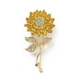 thumbnail image 1 of 5pcs Rhinestone Brooch Pin Light golden Alloy Lapel Pin for Backpack Clothes Flower 34.5x30x8mm, 1 of 3