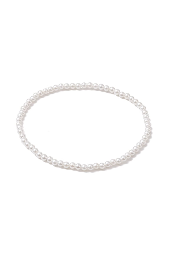 5pcs Rond Shell Pearl Beaded Stretch Bracelets for Women White Inner Diameter: 2-1/8 inch(5.5cm)