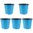 thumbnail image 1 of 5pcs Round Bucket Thicken Plastic Flower Pots Tree Growing Bucket Garden Balcony Planters Pot (Blue, 5 Gallons Capacity), 1 of 6