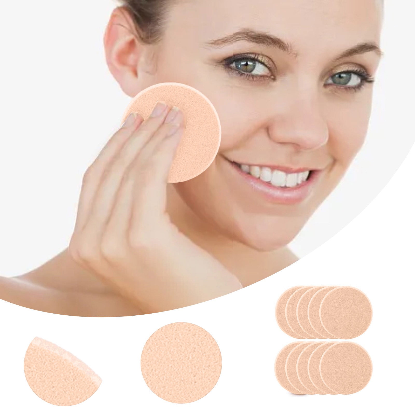 5pcs Round Makeup Sponges Supplement, Beauty Face Primer Compact Powder ...