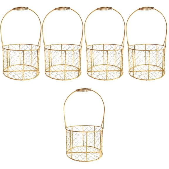 Set of Metal Wire Baskets with Handles - Decorative and Functional Storage Baskets