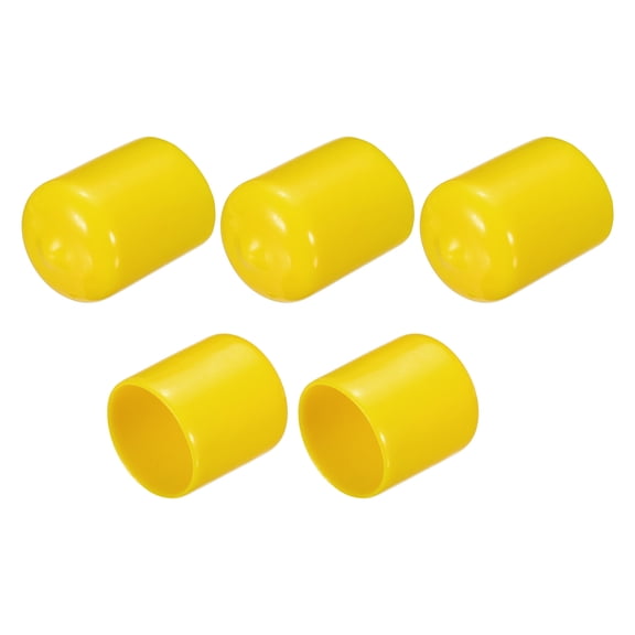 5Pcs Rubber End Caps 22mm(7/8") Vinyl Round Tube Bolt Cap Cover Screw Thread Protectors Yellow