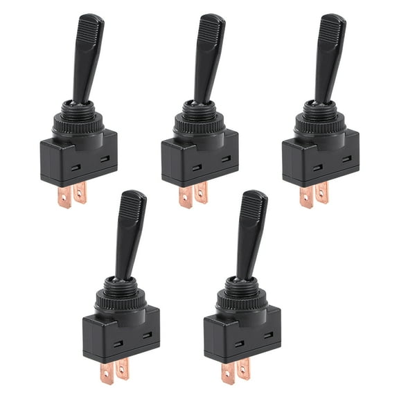 5pcs SPST Latching Rocker Toggle Switch 20A 12V 2P ON-OFF Flat Rod Black