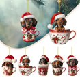 thumbnail image 1 of 5pcs Sausage Dog Christmas Ornaments, Funny Dachshund Hanging Decoration, Weiner Dog Pendant for Xmas Tree, Pet Owner Gift, Holiday Home Party Decor, Car Interior Charm,4in, 1 of 8