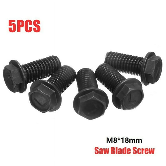 5pcs Saw Blade Screw M8x18mm Left Hand Thread Hex Flange Nut Bolt Sets For Cutting Machine Fasteners Power Tool Accessories
