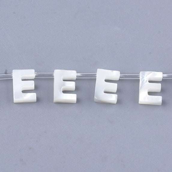 5pcs Sea Shell Beads Top Drilled Beads Letter Letter.E 10x7x3mm Hole: 0.8mm