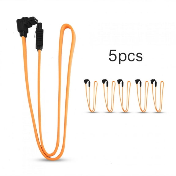 5pcs Serial ATA SATA HDD Hard Disk Drive Data Cable Wire Straight Right Angle 45cm/17.7inch