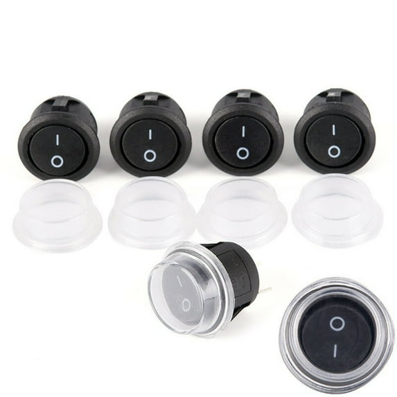 5pcs/Set Car 12V Round Rocker Boat Toggle SPST ON/OFF Switch + Waterproof Cover