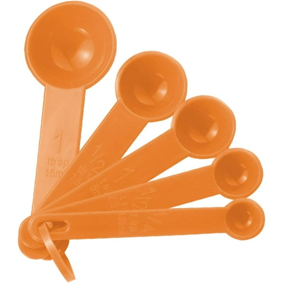 5pcs/Set Plastic Measuring Cup Measuring Spoon Scale Kitchen Cookware Measuring Set for Baking Set (Color: Orange Spoon)
