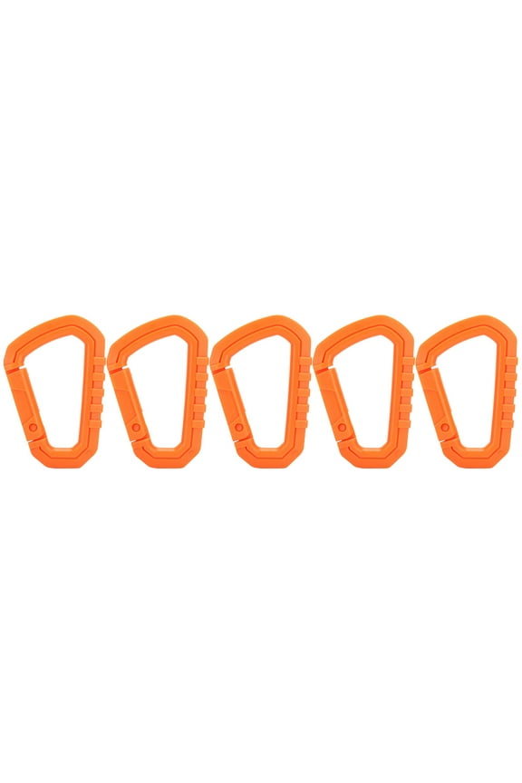 5pcs/Set Plastic Outdoor Carabiner D-Ring Snap Lock Key Chain Hook Buckle Bag(Orange)