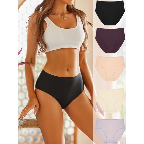 5pcs/Set Solid Color Comfortable Seamless Triangle Panties For Women