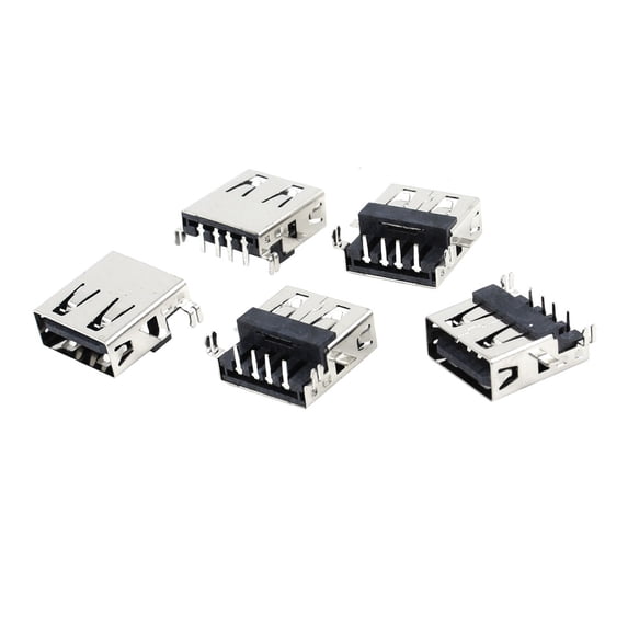 Shielded Usb Socket 5pcs Shielded 90 Degree 4-Pin DIP Female USB A Jack Socket Port ...