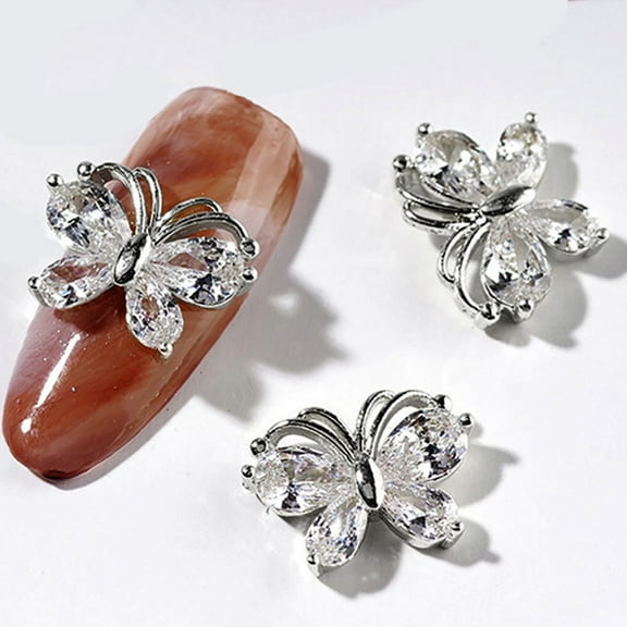 5pcs Shiny Zircon Butterfly Nail Charms,3D Alloy Butterfly Nail Rhinestones Nail Art Charms Nail Jewelry Crystal Butterfly Charms for Nails DIY Nail Jewels for Nail Art Women Nail Decorations