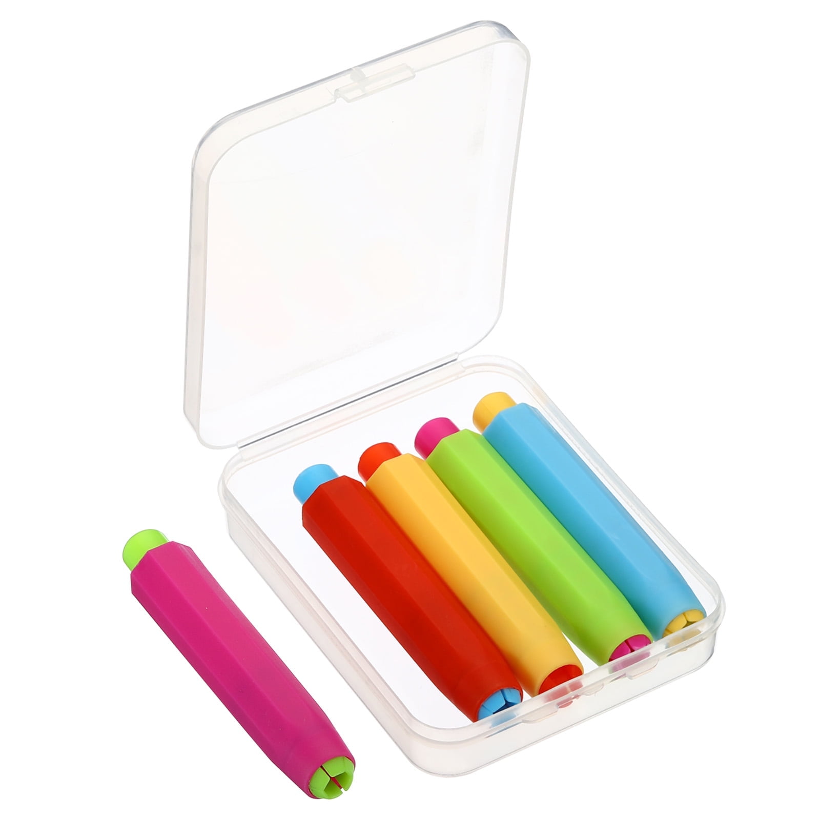 5pcs Sidewalk Chalk Holder Colourful Covers Adjustable Chalk Clean Clips Plastic Box for Chalkboard Teacher