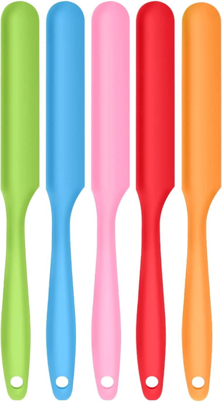 5pcs Silicone Jar Spatulas Set Heat Resistant Mixing Tools NonStick Cake Cream Spatulas
