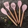 thumbnail image 1 of 5pcs Silicone Kitchen Utensil Set with Wooden Handles, Non-Stick Cookware, Food-Safe, Easy to Clean Modern Cooking Tools, Essential Kitchen Accessories, 1 of 9