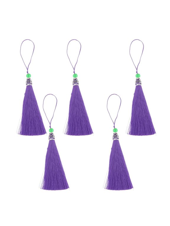 5pcs Silky Handmade Long Tassels (4.5 inches) Soft Craft Tassels with Loop for Bookmarks Jewelry Making, Decoration DIY