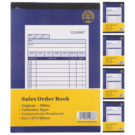 DEEPCRAFF 5Pcs Invoice Receipt Book for Small Business with Two Part Duplicate Pages and Order Tracking