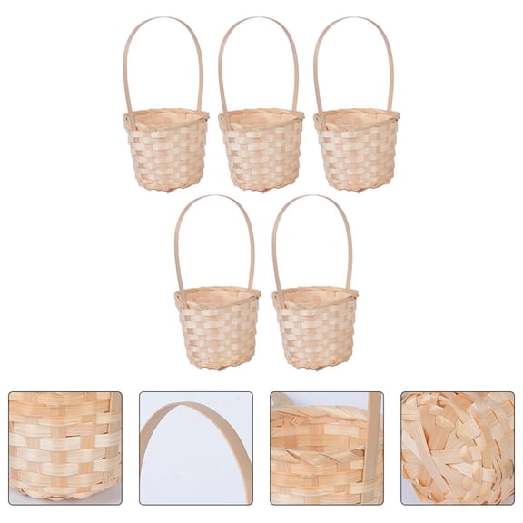 WHAMVOX 5-Piece Picnic Basket Set with Simple Design for Outdoor Picnics and Family Gatherings