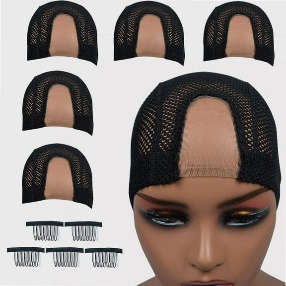 5pcs Spandex Mesh Dome Wig Cap For Making wig, Comfortable, Stretchable,Breathable And Elastic Dome Mesh Cap big holes, Dome caps for men women (2-(22-23 inch))