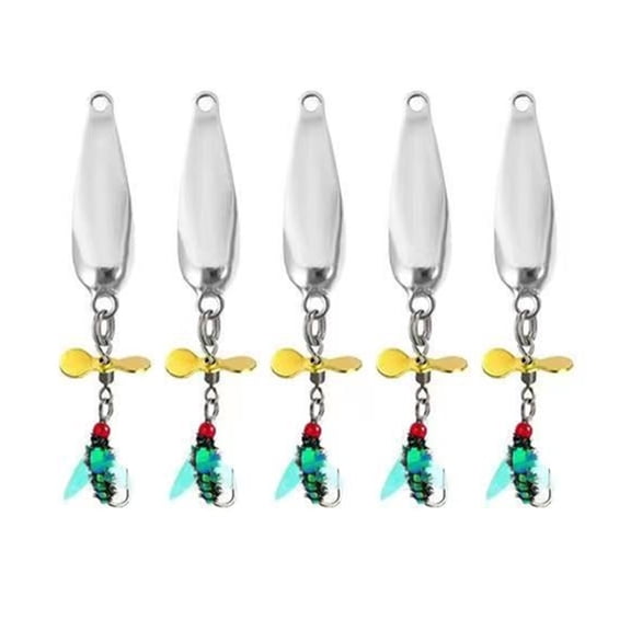 5pcs Spoon Spinner Sequins Baits with Propellers Fly Lures Metal Fly Baits Fishing Accessories