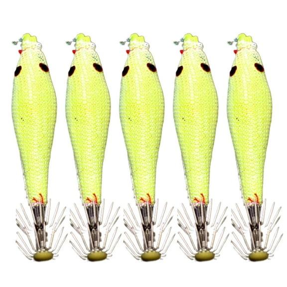 5pcs Squid Jig Hooks Artificial Luminous Squid Cuttlefish Sleeve Lures Hook