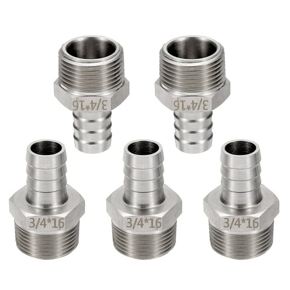 5pcs Stainless Steel Barbed Fitting 3/4" to 5/8" Hose ID Hose Fitting