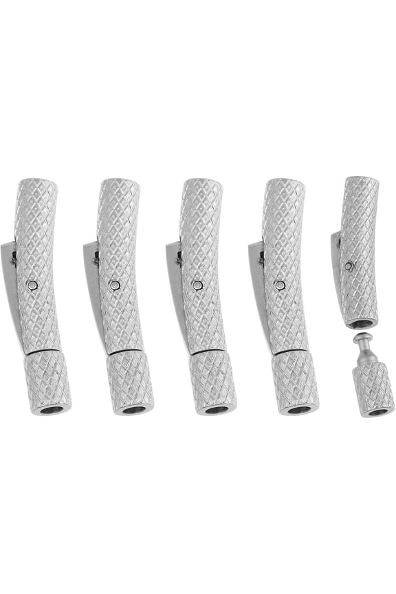 5pcs Stainless Steel Bayonet Clasps Jewelry Making Cord Ends Bracelet Clasp Column Connectors for Bracelets Necklaces Buckle Jewelry Making Stainless Steel Color 0.93x 0.16x 0.20inch Silver