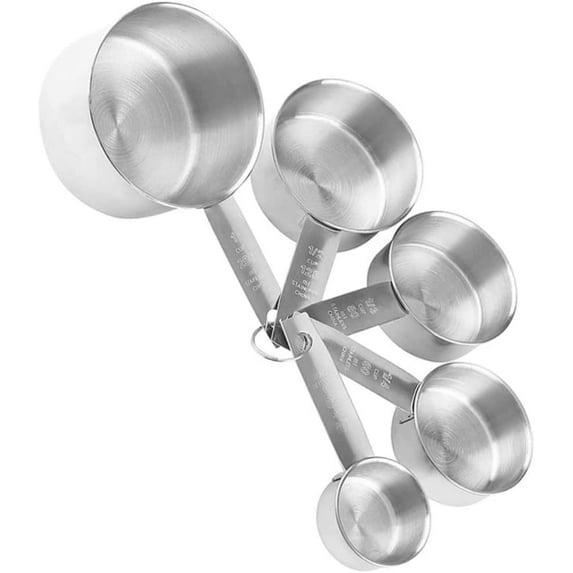5pcs Stainless Steel Measuring Cup Stainless Steel Kitchen Utensil Set Household Tool Set Stainless Steel Set Kitchen Measuring Cups Measuring Scoop Metal Measuring Spoons Set Milk