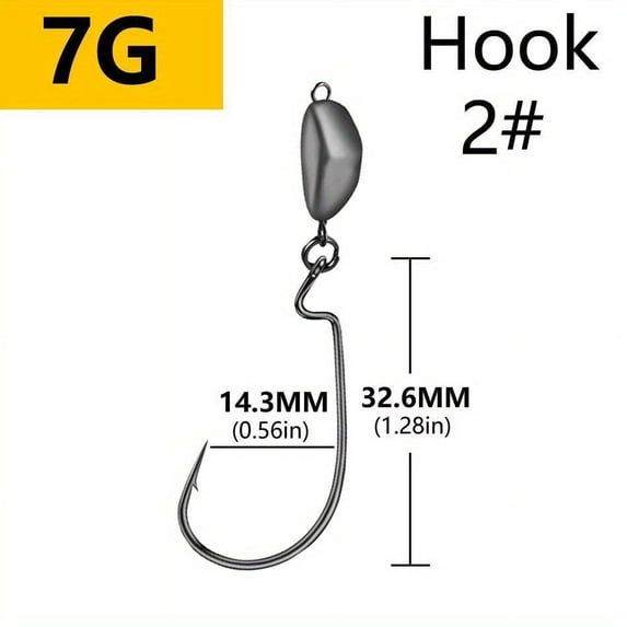 5pcs Stainless Steel Texas Rig Jig Head Hooks, 3.5-14g - Weedless Crank Hooks for Bass, Redfish & Saltwater Gamefish, Anti-Snag Bottom Swing Design, Ideal for Fresh & Saltwater Fishing, Fishing Hooks