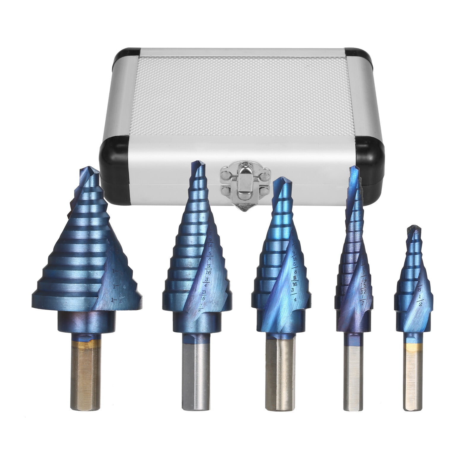 5pcs Step Drill Spiral Groove Triangular Shank Stepped Drill Set Multi ...