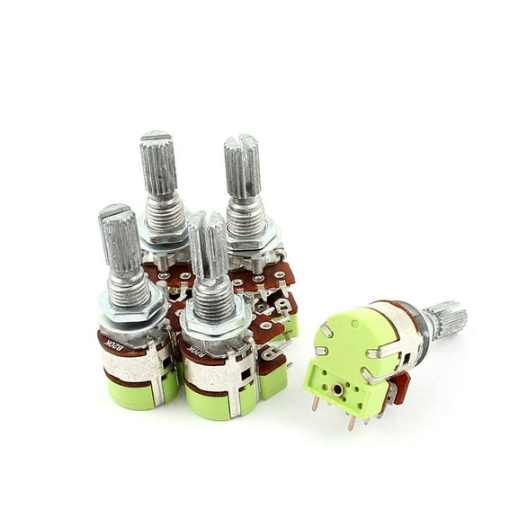 5pcs Stereo B20K 20K Ohm Dual Linear Taper Volume Control Potentiometer Switch