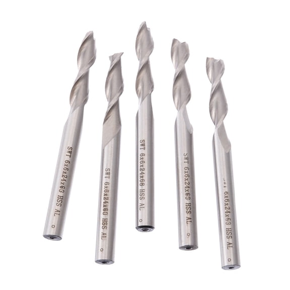 5pcs Straight Shank End Mill 2 Flutes Extended Milling Cutter CNC Bit Kit 6mm