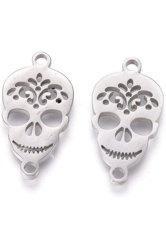 5pcs Sugar Links Stainless Steel Links Hand Polished Linking Charm for Necklace Bracelet Jewelry Making 20x10.5x1.5mm Hole 1.6mm