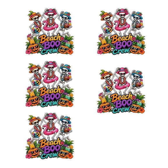 5pcs Summerween Skeleton Dancing Window Clings Funny Vinyl Beach Glass Decals Tropical Hawaiian Window Decals Summerween Decorative Stickers for Glass, Door & Fridge Car Decor