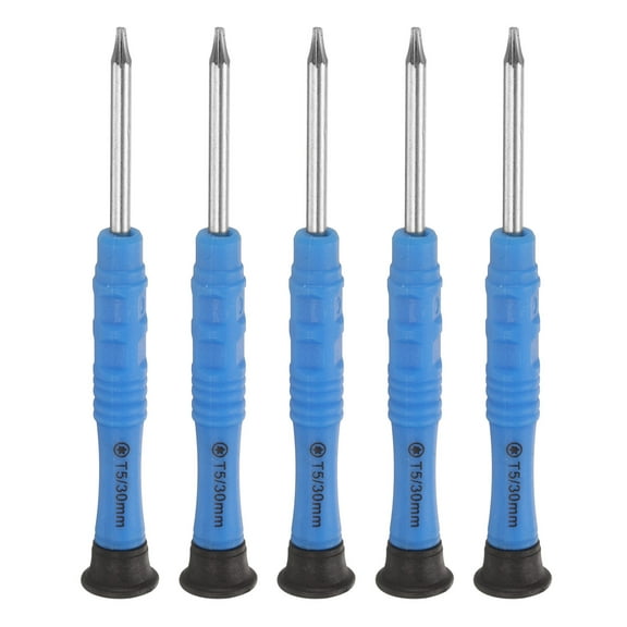 5pcs T5 Torx Mini Screwdriver 3mm Magnetic Torx Head 87mm Length for Small Appliances Repairs, Blue