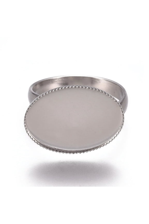 5pcs Resistant 304 Stainless Steel Finger Rings Components Pad Ring Base Findings Oval Stainless Steel color Tray: 18.5x13.5mm Size 7 17.5mm
