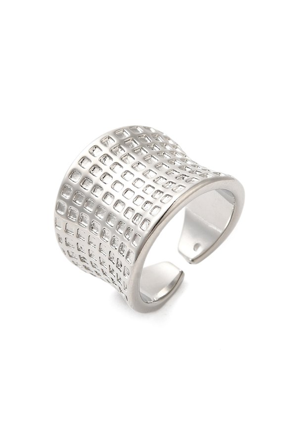 5pcs Tartan Brass Wide Open Cuff Rings for Women 18mm Adjustable