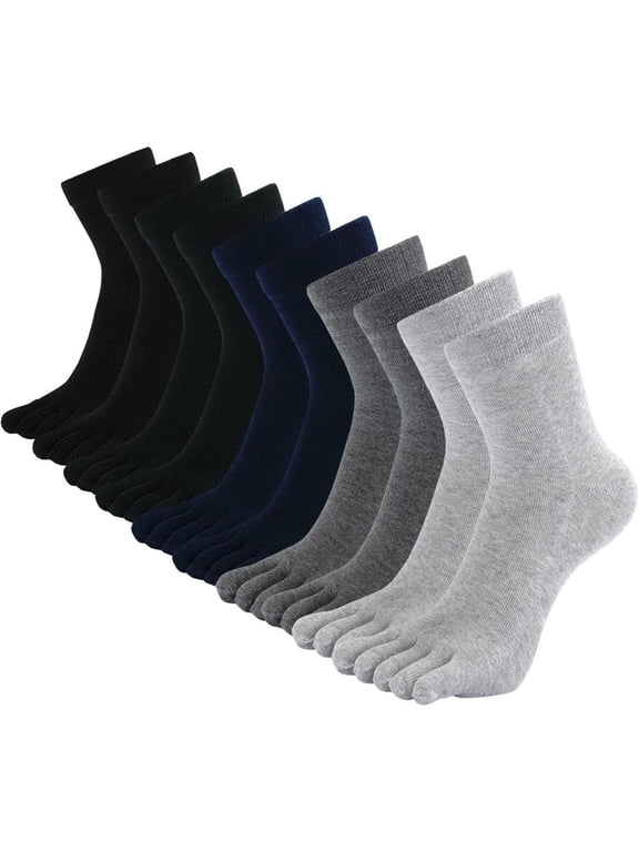 5pcs Toe Socks for Men: Five Finger Cotton Athletic Crew Socks No Show Breathable Running Ankle Socks