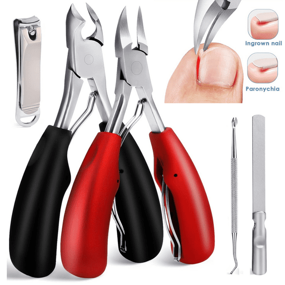 5pcs Toenail Clippers Set for Ingrown Toenail & Thick Toenails, Nail Clipper Set, Ingrown Toenail Clippers, Professional Heavy Duty Toenail Clippers for Thick Toenails