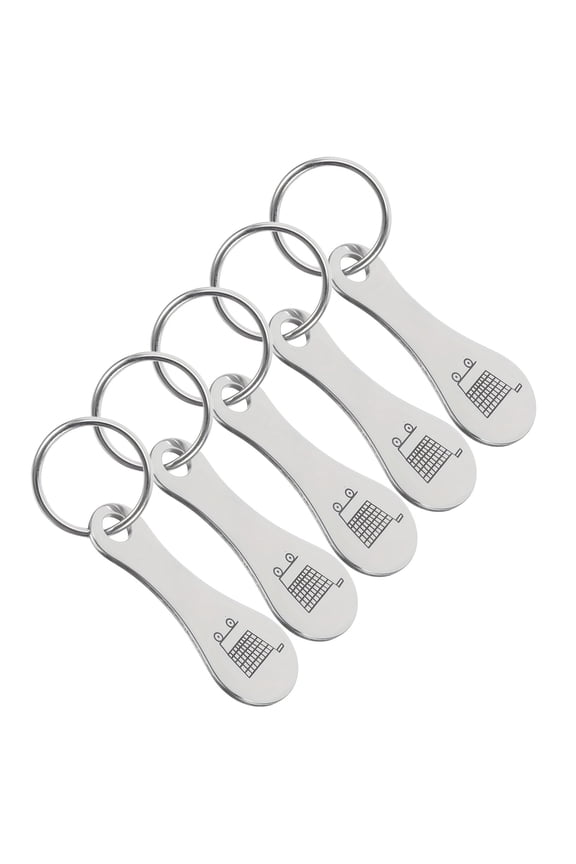 5pcs Token Keychain Quarter Holder for Shopping Trolley Unlock Release Keyring Coin Holder Keychain Stainless Steel Stylish Shopping Cart Accessories, Key Organizer, Coin Storage,Durable Keyring
