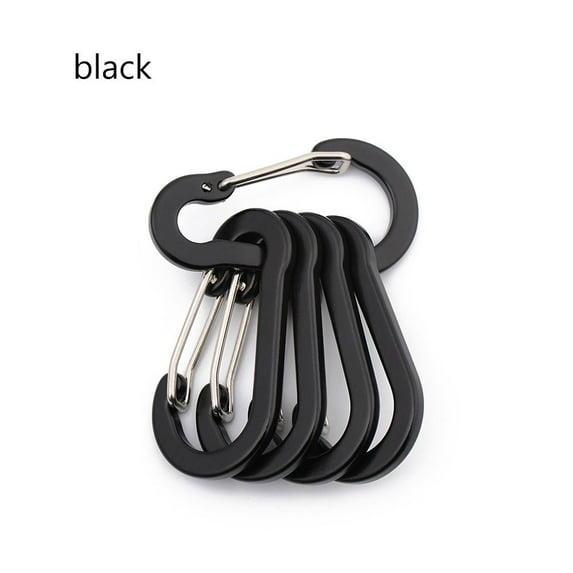 5pcs Tools Outdoor Backpack Aluminum Alloy Lock Buckle Keychain Snap Clip Fishing Hook BLACK 5PCS